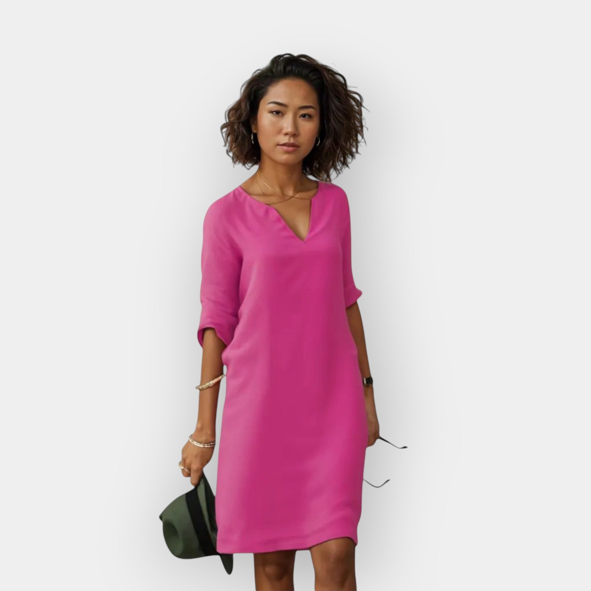 The Celeste – Women's V-Neck Midi Dress – Huna