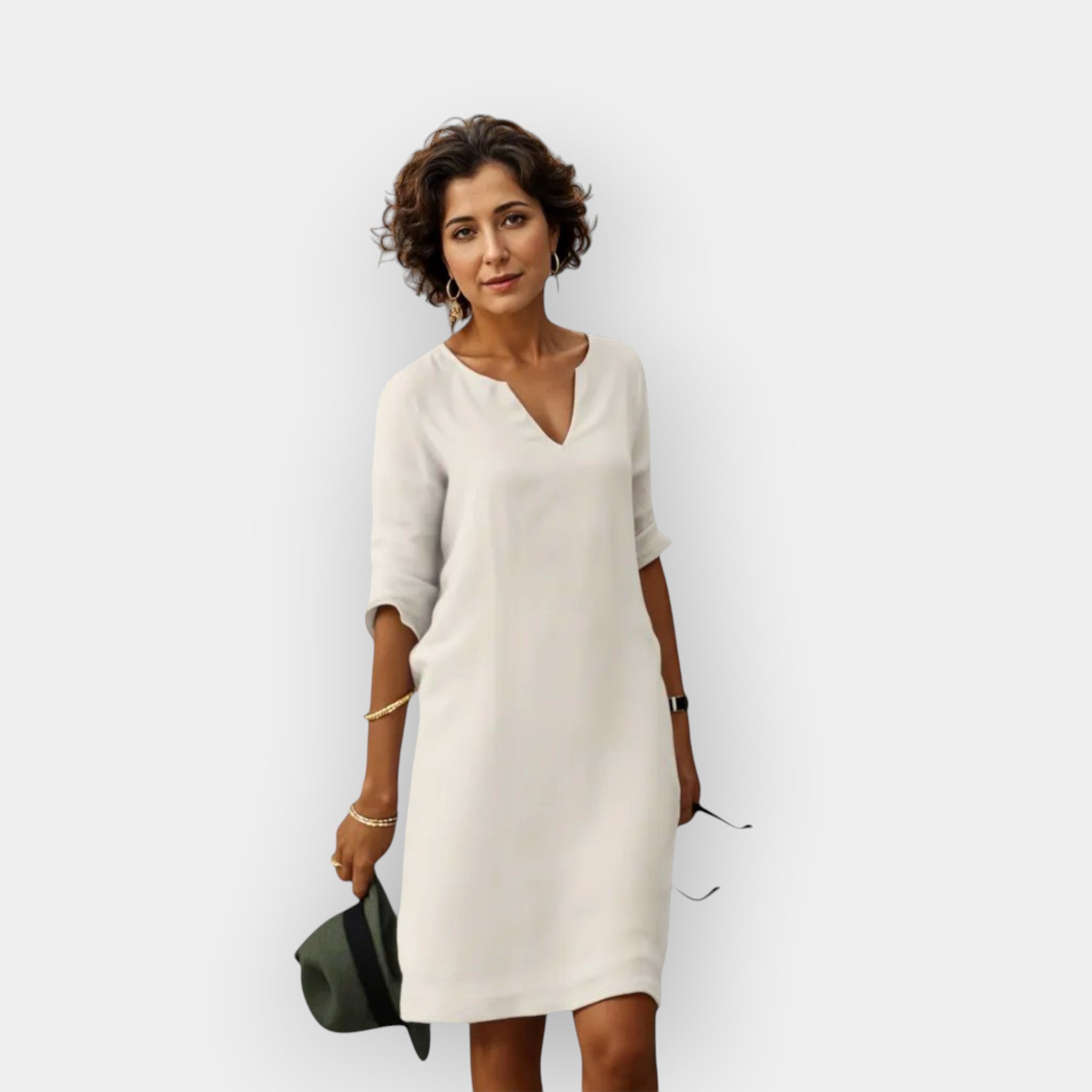 The Celeste – Women's V-Neck Midi Dress – Huna