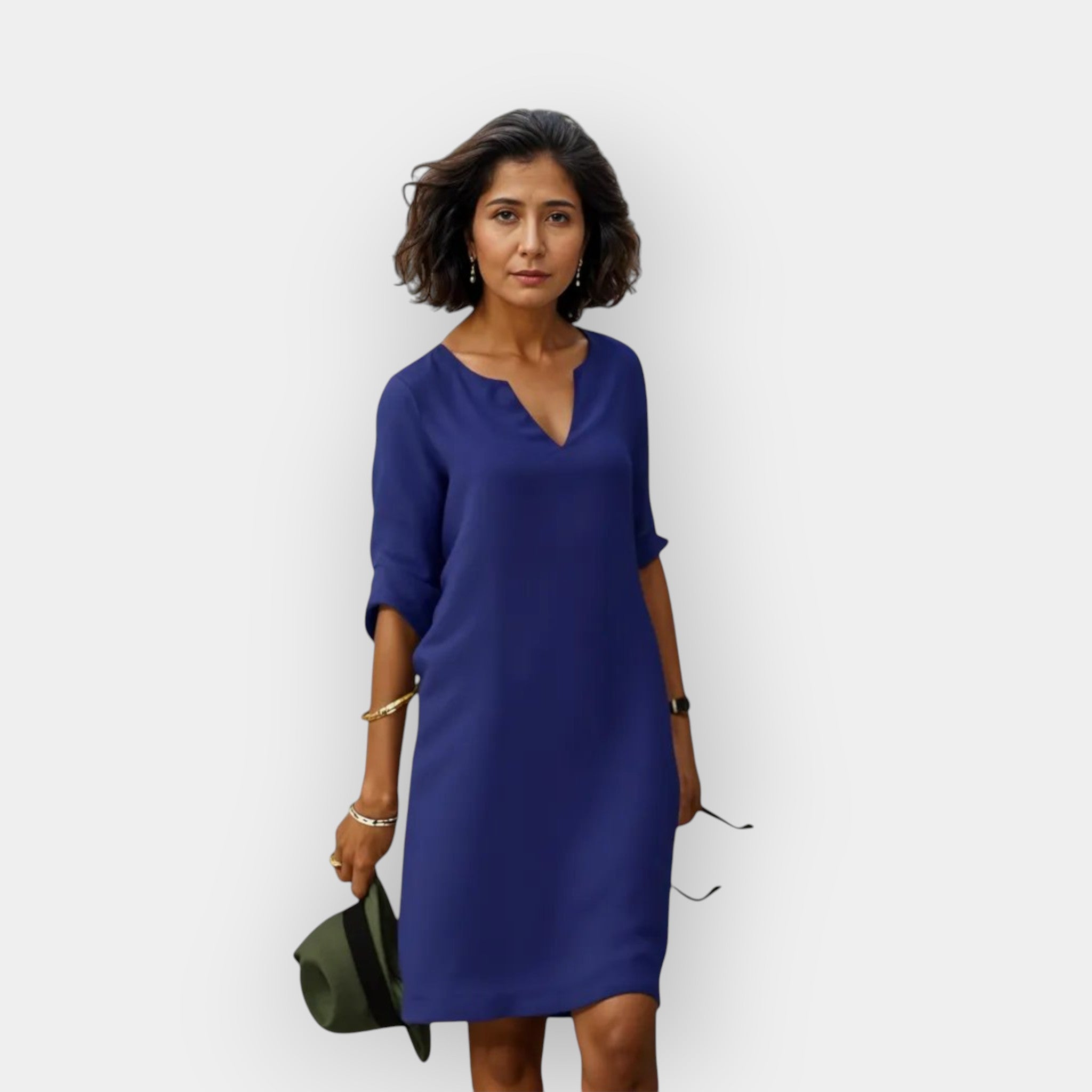 The Celeste – Women's V-Neck Midi Dress – Huna