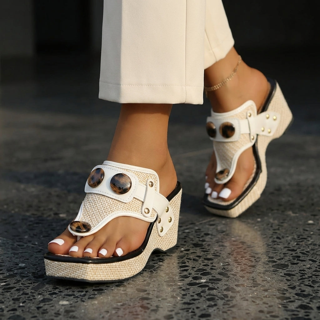 Women's Wedge Sandals – Jute Platform Toe Ring | The Calena | Huna