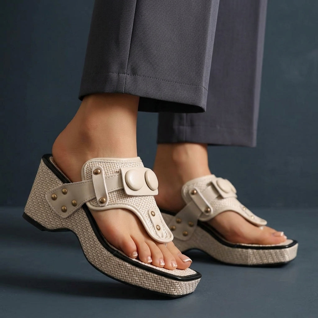Women's Wedge Sandals – Jute Platform Toe Ring | The Calena | Huna