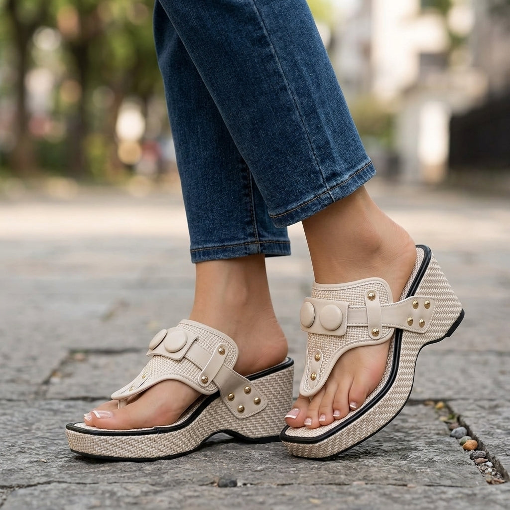 Women's Wedge Sandals – Jute Platform Toe Ring | The Calena | Huna