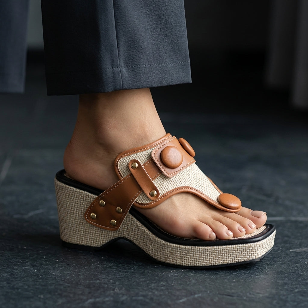 Women's Wedge Sandals – Jute Platform Toe Ring | The Calena | Huna
