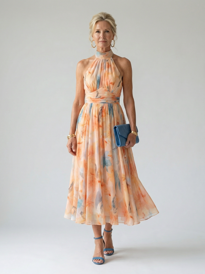 Elin – Women's Halter Midi Dress | Huna
