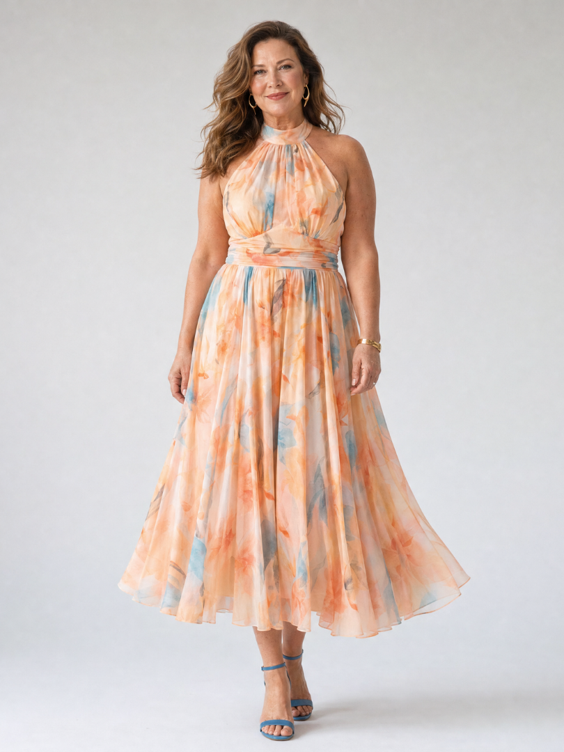 Elin – Women's Halter Midi Dress | Huna