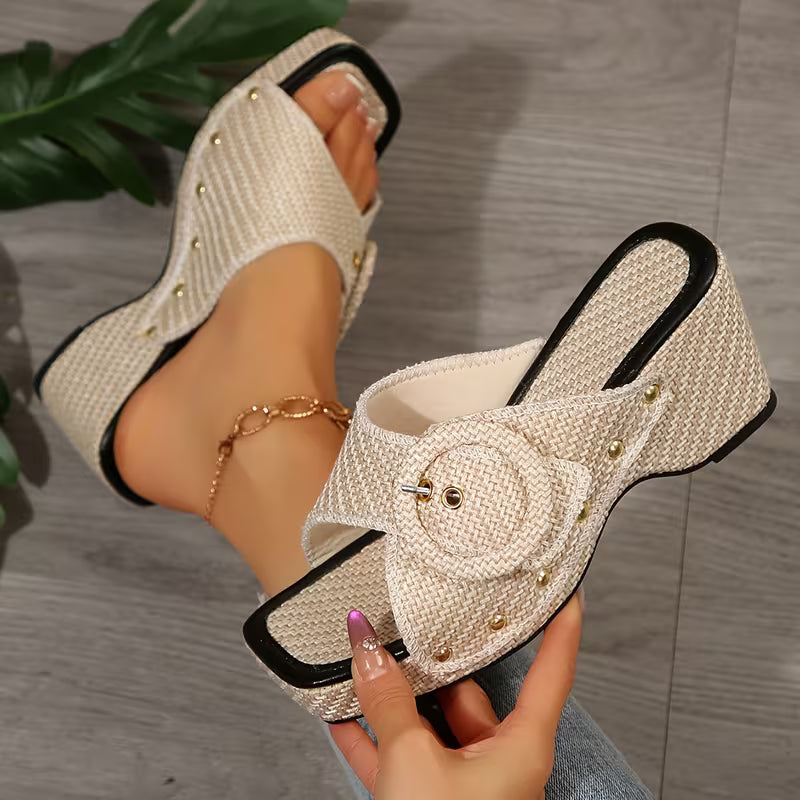 Women's Wedge Sandals – Woven Buckle Platform | The Elisa | Huna