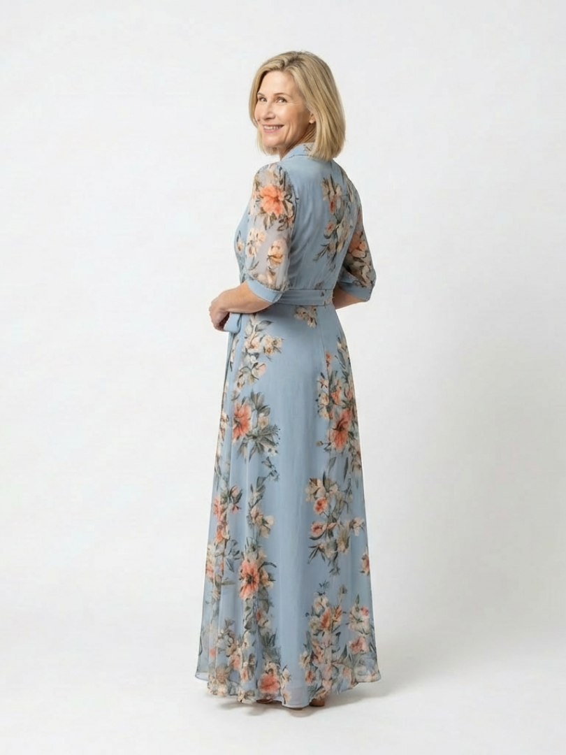 Elowen – Women's Floral Wrap V-Neck Maxi Dress – Huna