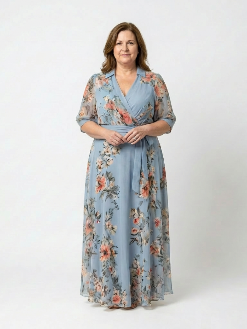 Elowen – Women's Floral Wrap V-Neck Maxi Dress – Huna