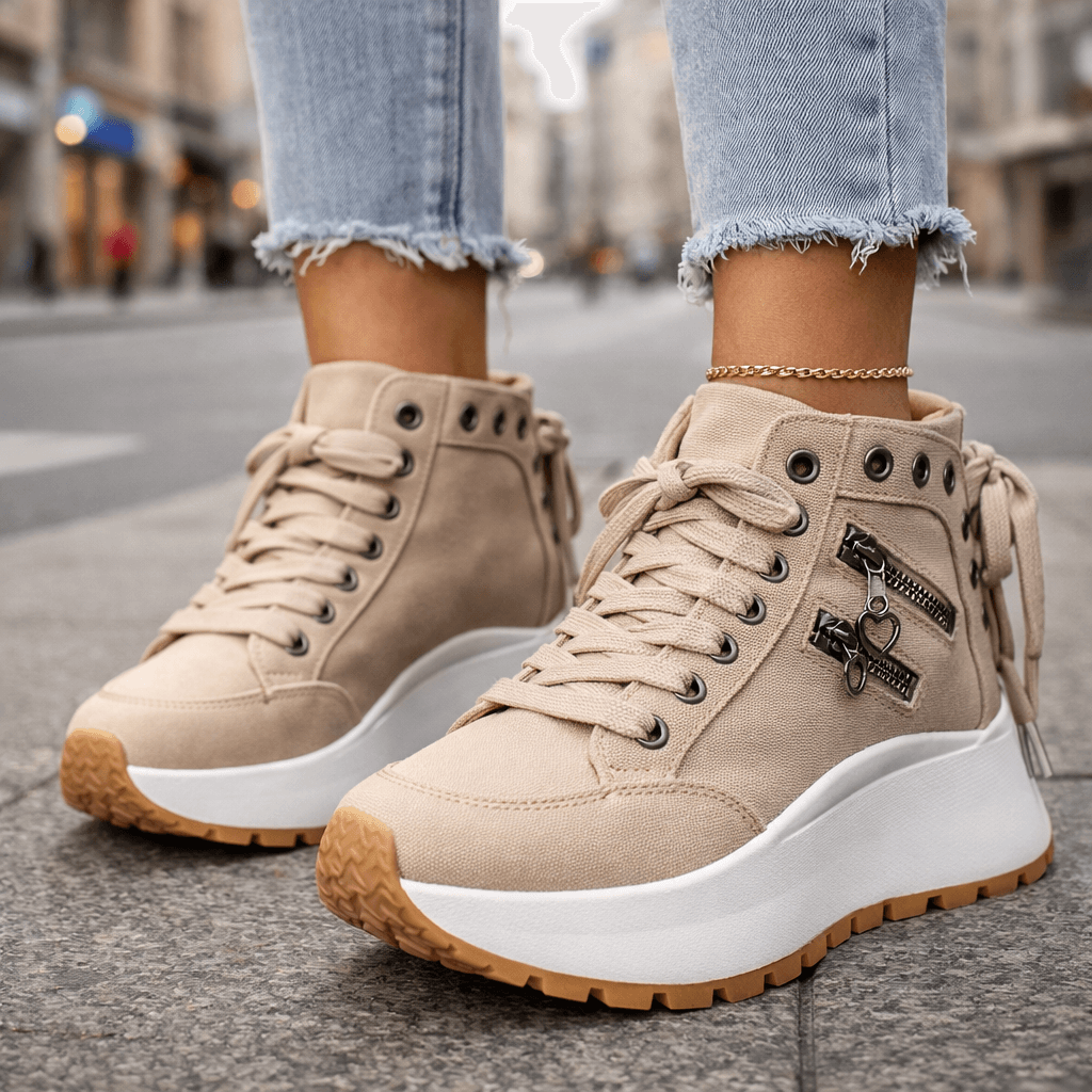 Women's Platform Lace-Up Trainers – Comfort | The Erin | Huna
