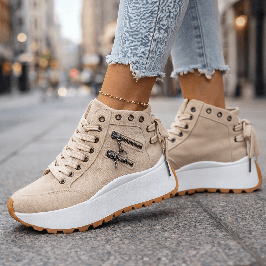 Women's Platform Lace-Up Trainers – Comfort | The Erin | Huna