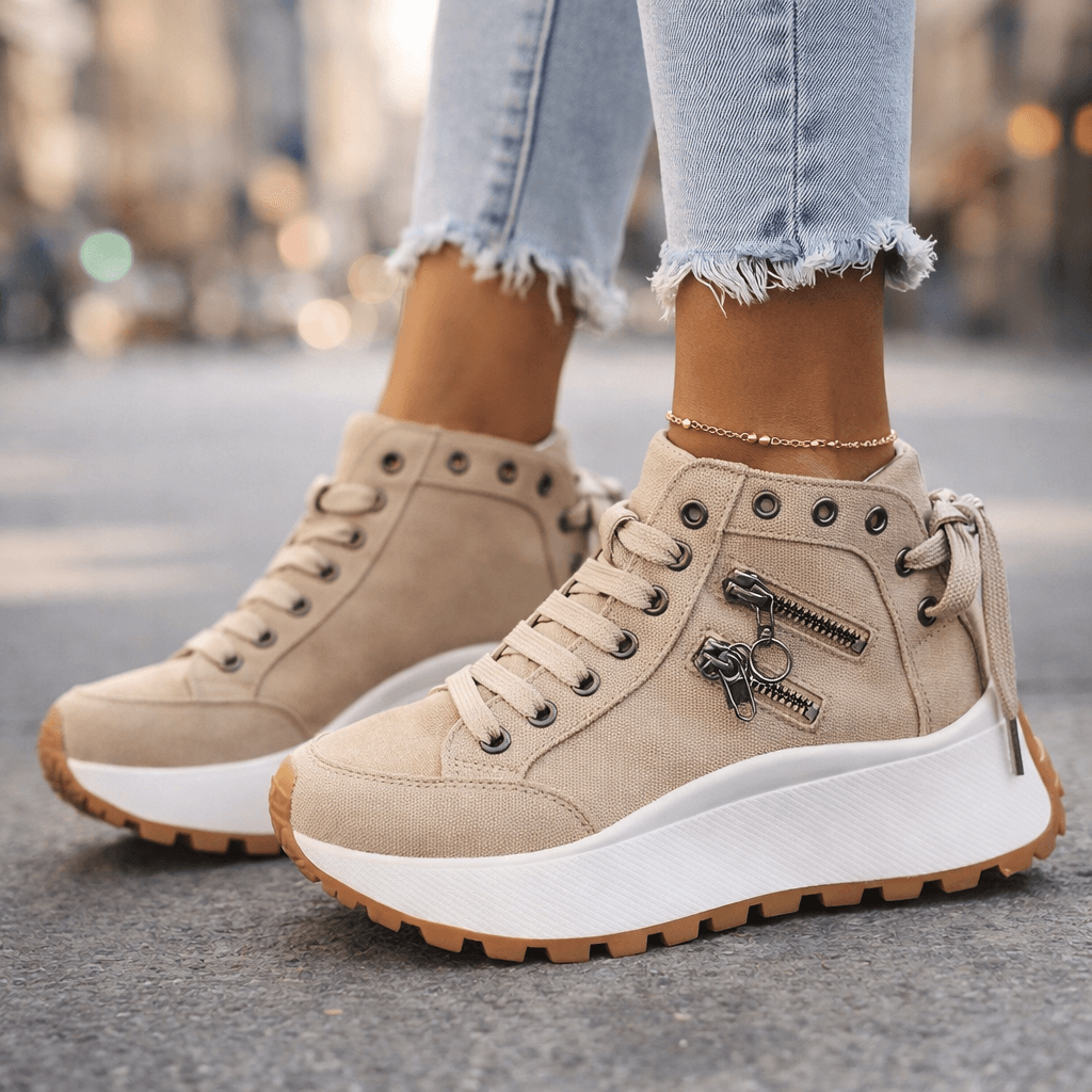 Women's Platform Lace-Up Trainers – Comfort | The Erin | Huna