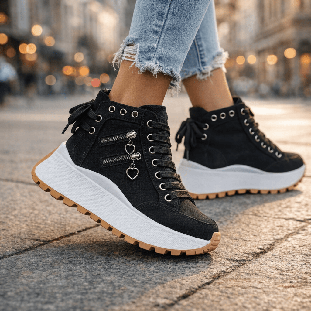 Women's Platform Lace-Up Trainers – Comfort | The Erin | Huna