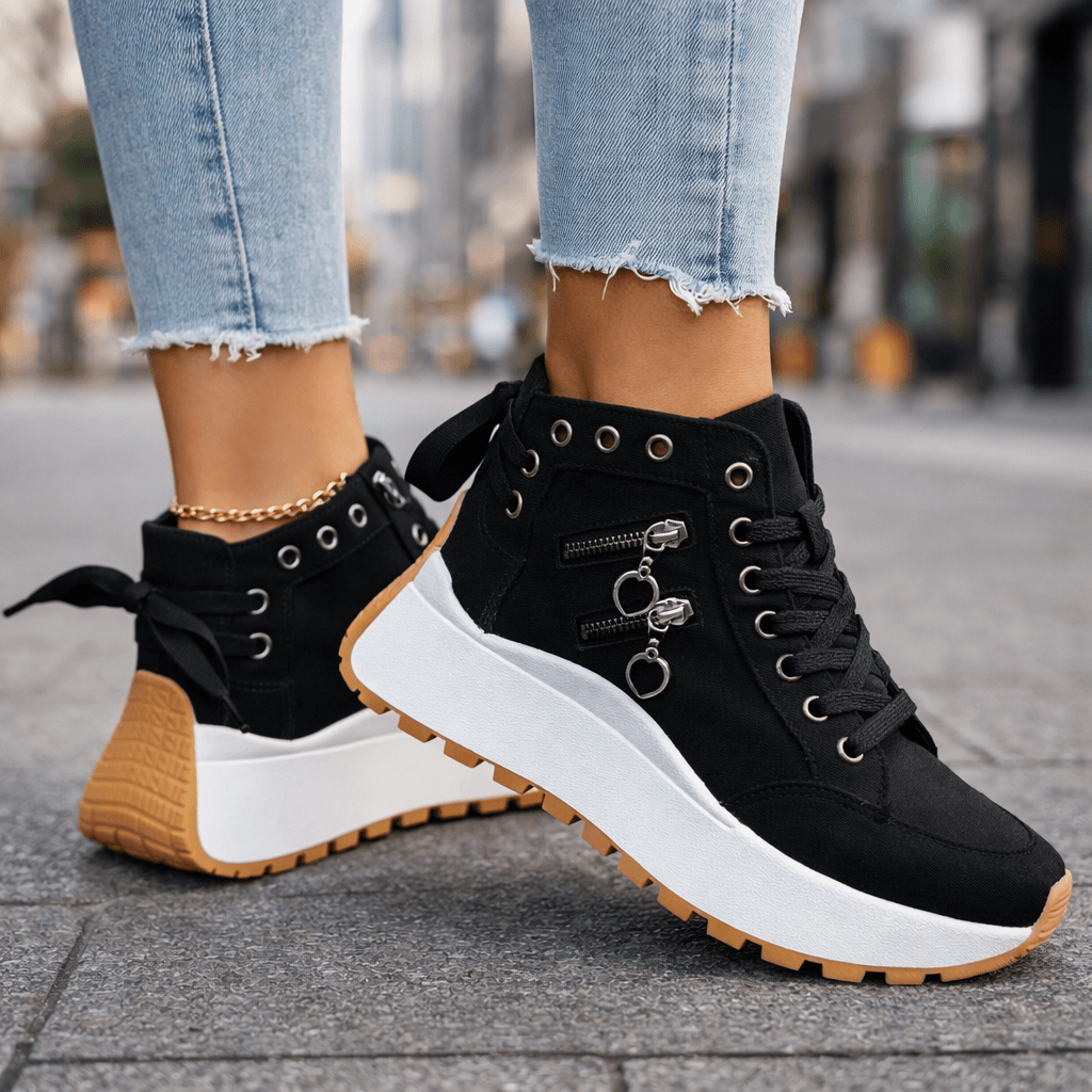 Women's Platform Lace-Up Trainers – Comfort | The Erin | Huna