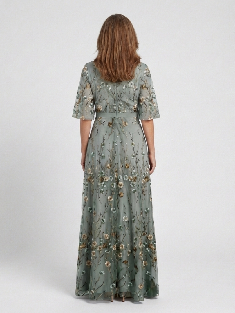 Evadne – Women's Floral V-Neck Maxi Dress – Huna