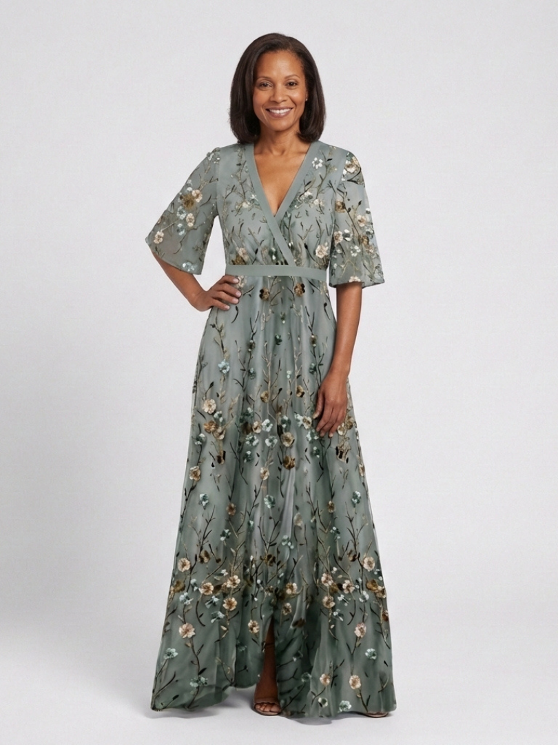 Evadne – Women's Floral V-Neck Maxi Dress – Huna