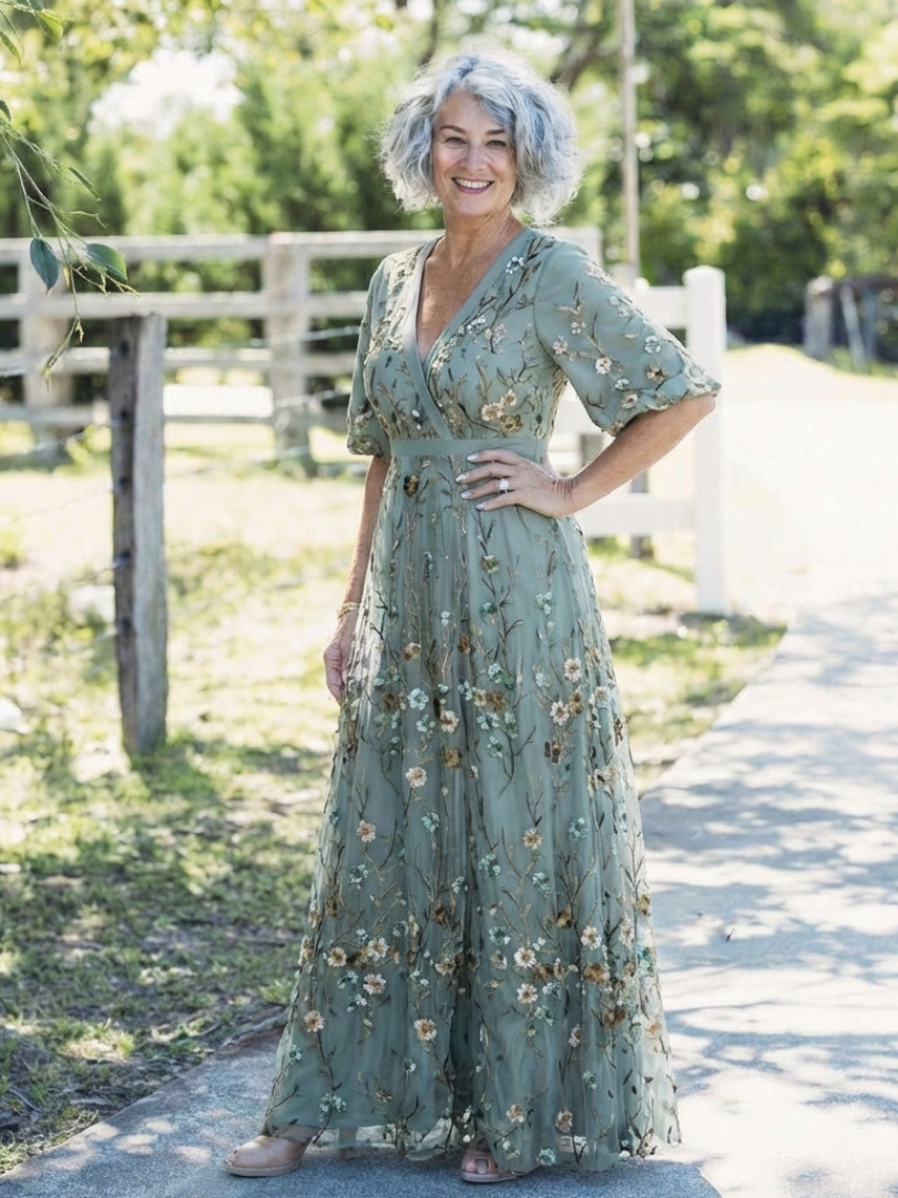 Evadne – Women's Floral V-Neck Maxi Dress – Huna