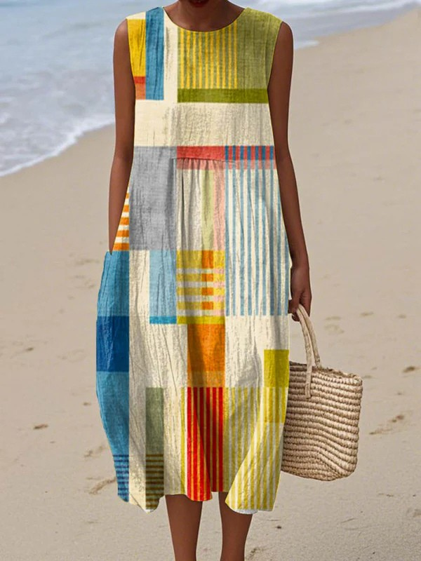 The Eve – Women's Geometric Print Midi Dress | Huna