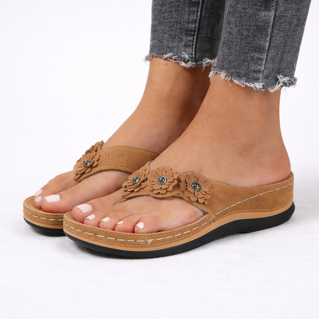 Floral Orthopedic Summer Sandals Women's Cushioned Support Wedge