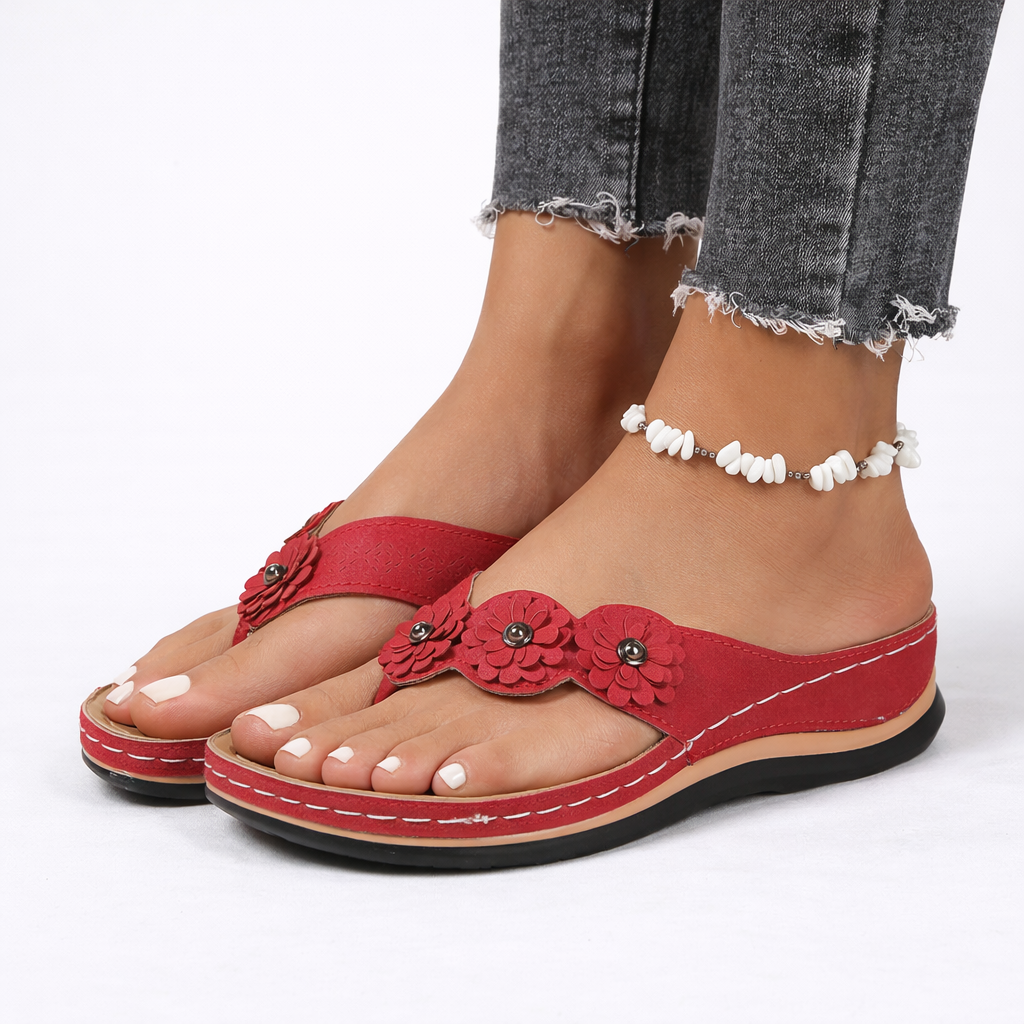 Floral Orthopedic Summer Sandals Women's Cushioned Support Wedge