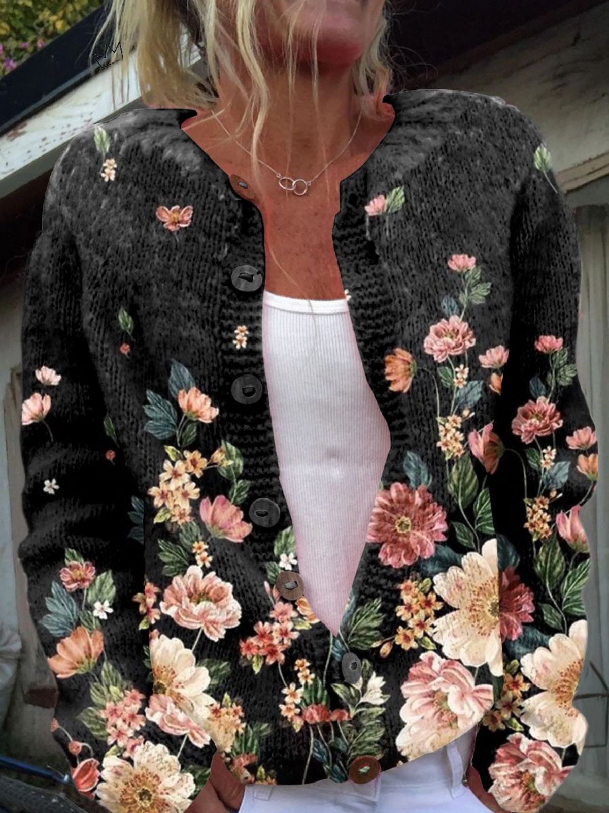 Women's Floral Print Casual Cardigan UK – The Ianthe | Huna