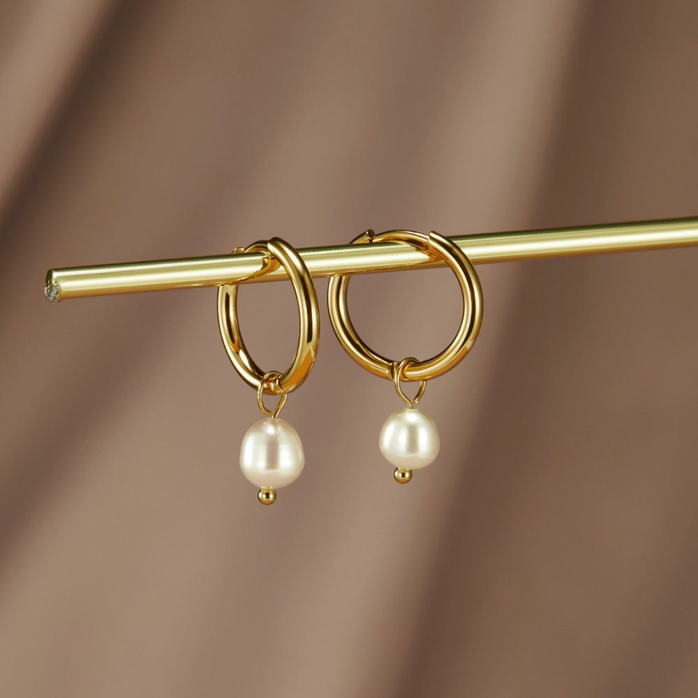 The Bella – Women's Freshwater Pearl Hoop Earrings | Huna Signatures