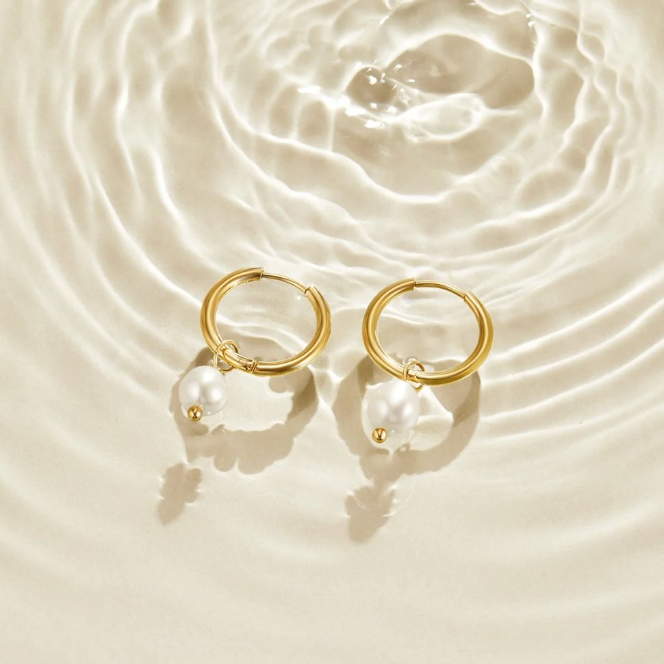 The Bella – Women's Freshwater Pearl Hoop Earrings | Huna Signatures