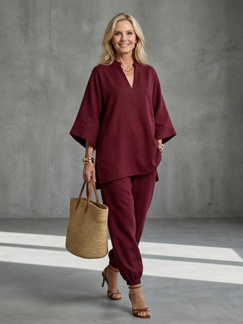 Women's Tunic & Trouser Set – V Neck Co-ord | The Georgiana | Huna