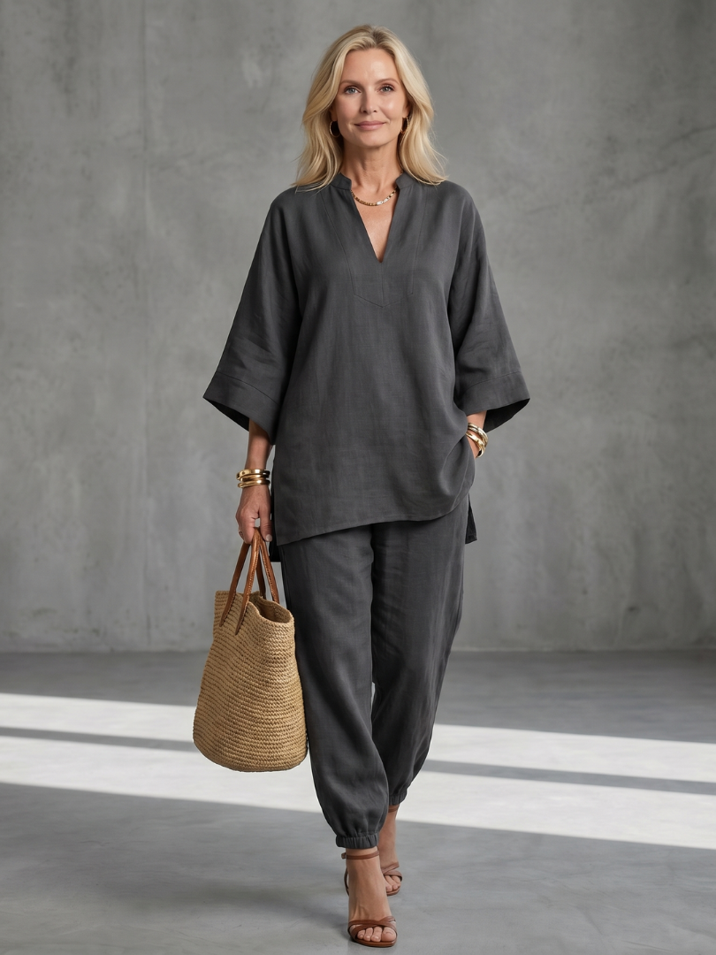 Women's Tunic & Trouser Set – V Neck Co-ord | The Georgiana | Huna