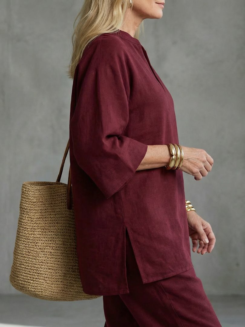 Women's Tunic & Trouser Set – V Neck Co-ord | The Georgiana | Huna