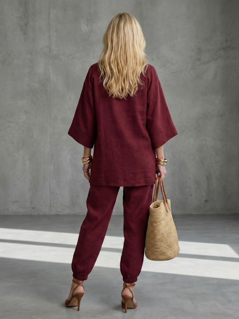 Women's Tunic & Trouser Set – V Neck Co-ord | The Georgiana | Huna