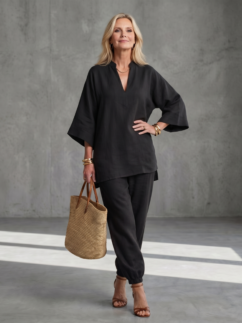 Women's Tunic & Trouser Set – V Neck Co-ord | The Georgiana | Huna