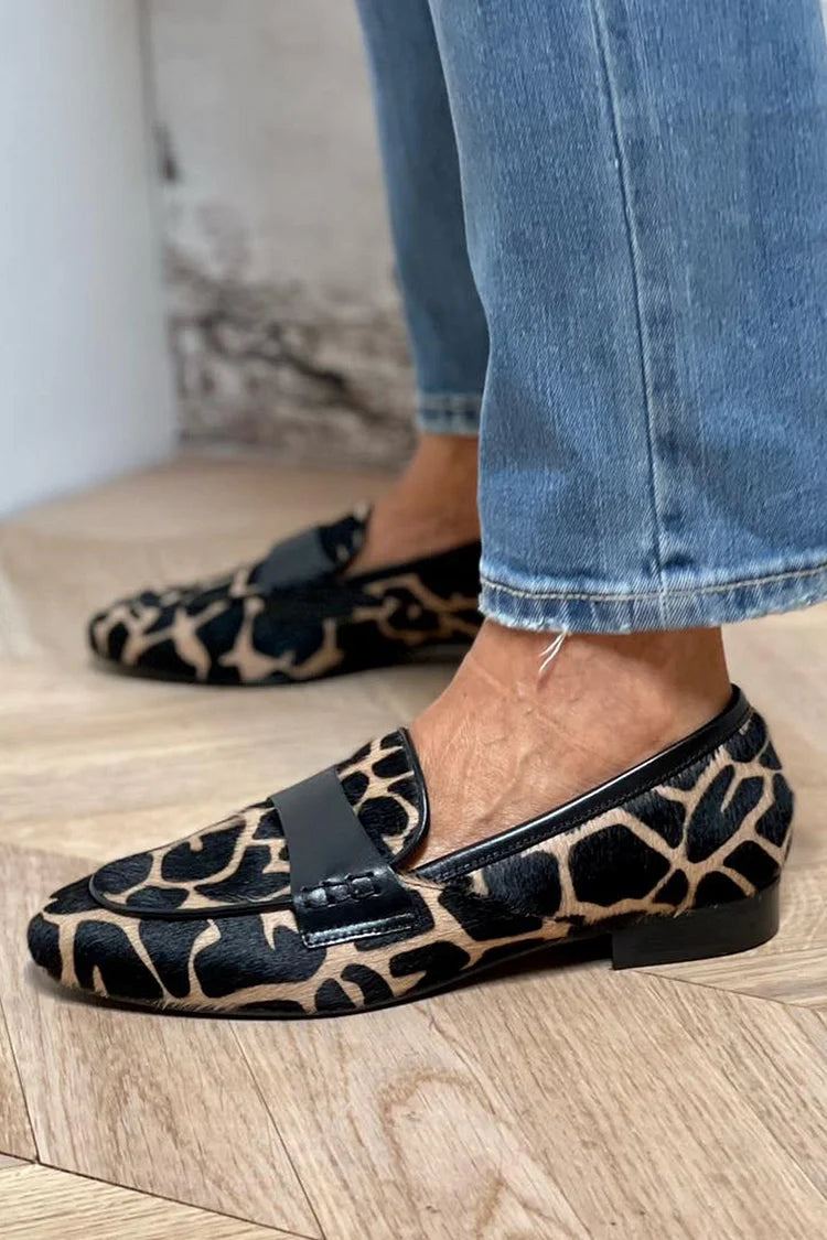 Women's Giraffe Print Penny Loafers – Statement | The Gillian | Huna