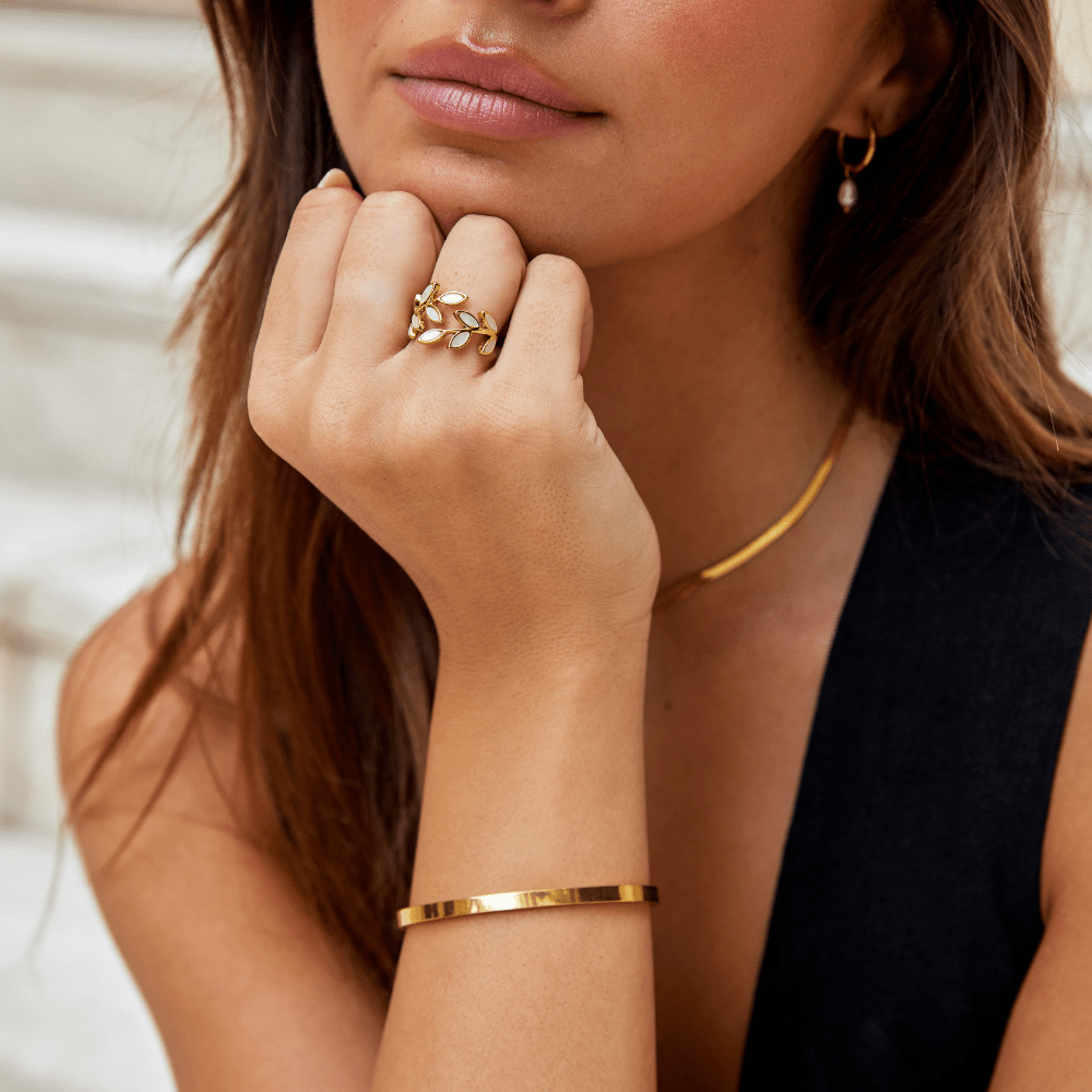 The Leaf – Women's Gold Leaf Ring | Huna Signatures