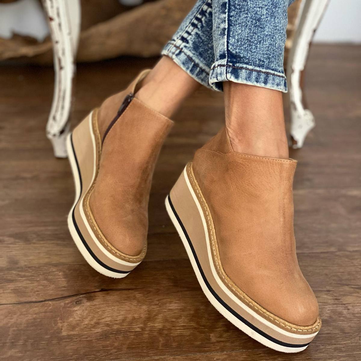 Women's Wedge Ankle Boots – Comfort Height | The Harlow | Huna