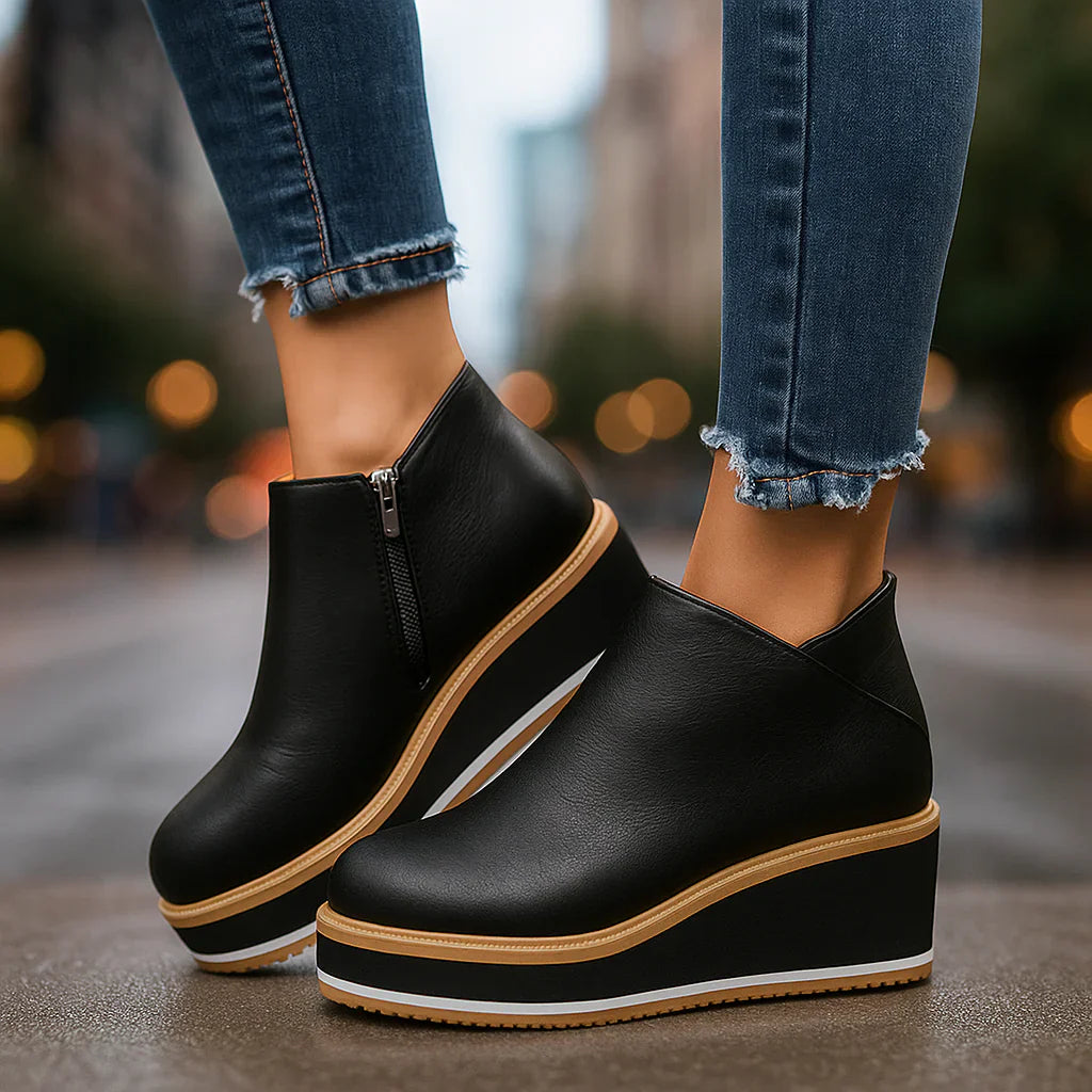 Women's Wedge Ankle Boots – Comfort Height | The Harlow | Huna