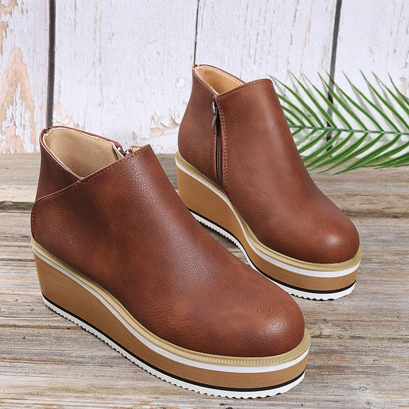 Women's Wedge Ankle Boots – Comfort Height | The Harlow | Huna