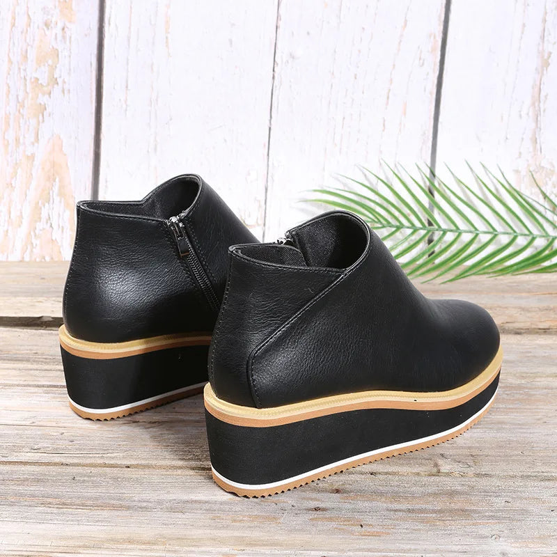 Women's Wedge Ankle Boots – Comfort Height | The Harlow | Huna