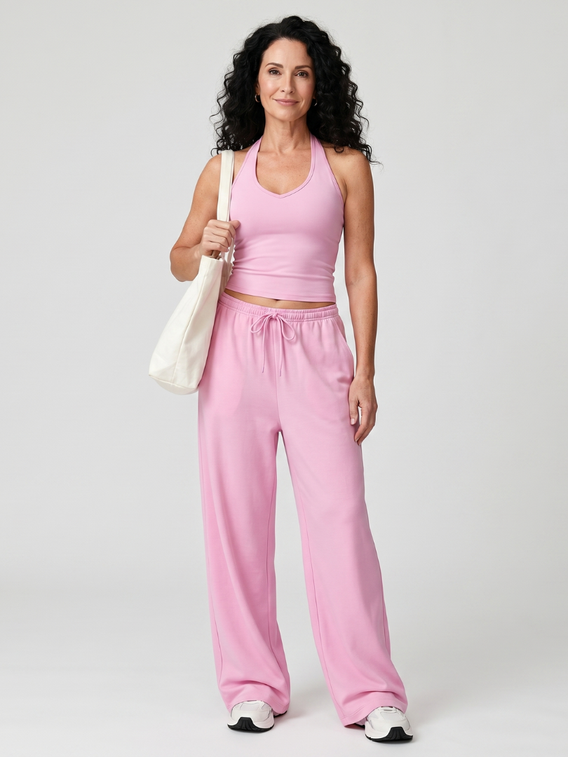 Women's Scoop Neck Top & Wide Leg Pants Set – Co-ord | The Helena | Huna