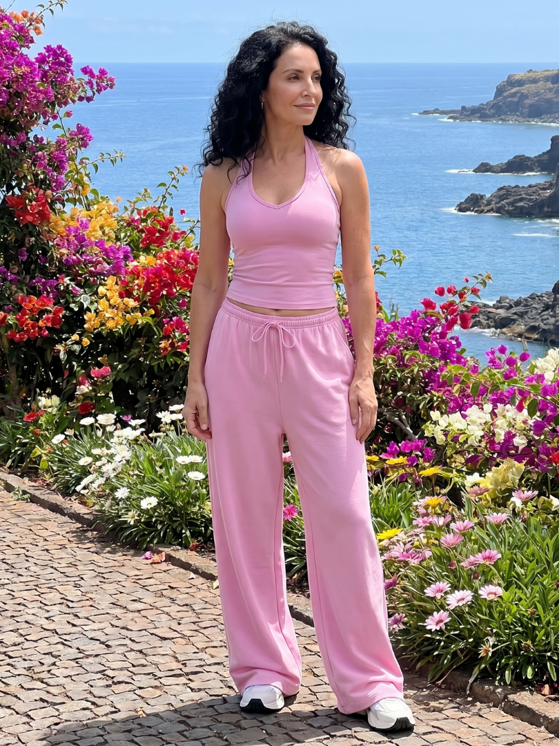 Women's Scoop Neck Top & Wide Leg Pants Set – Co-ord | The Helena | Huna