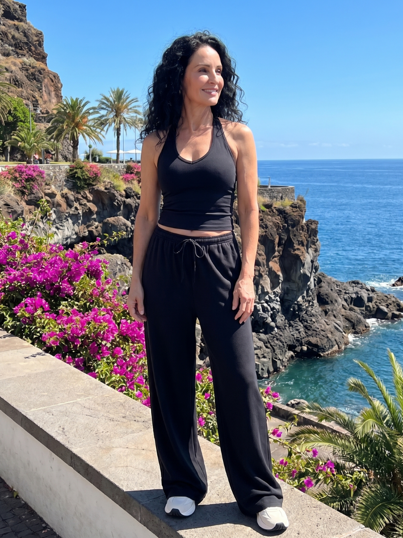 Women's Scoop Neck Top & Wide Leg Pants Set – Co-ord | The Helena | Huna