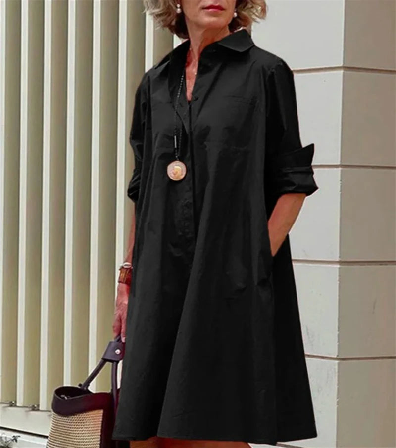 Women's A-Line Shirt Dress UK – button front, view 1
