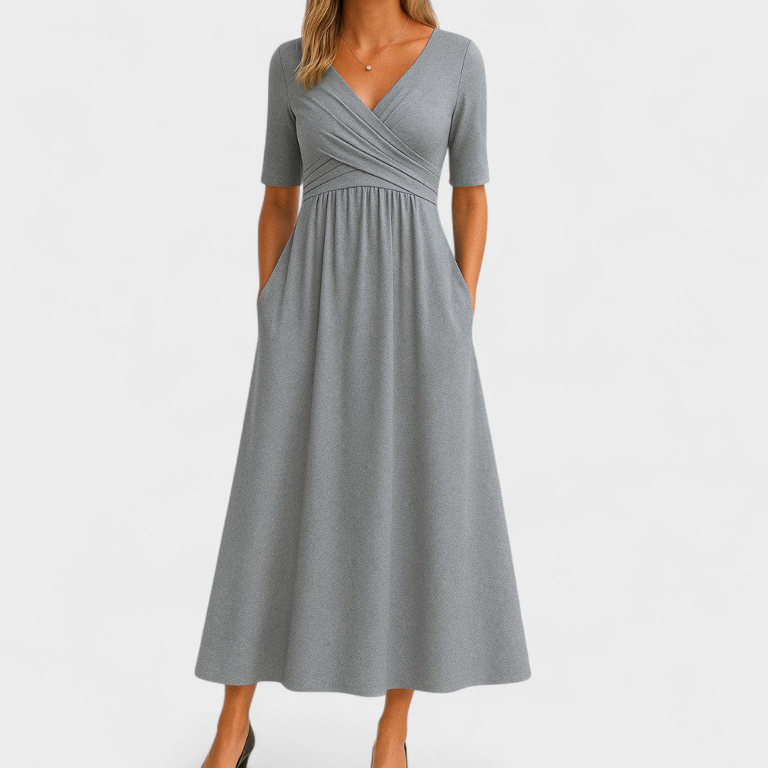 The Ida – Women's V-Neck Midi Dress | Huna