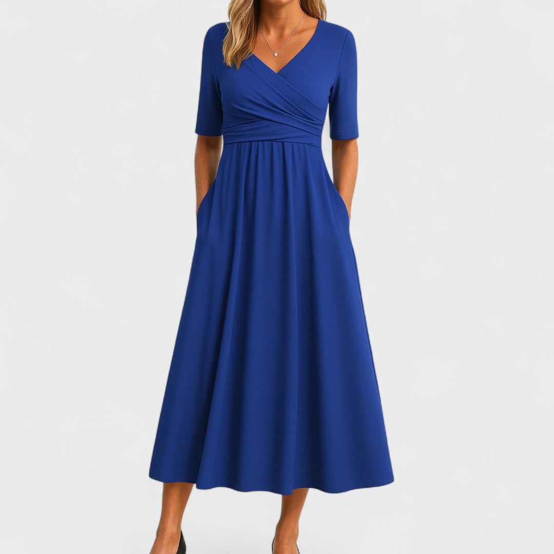 The Ida – Women's V-Neck Midi Dress | Huna