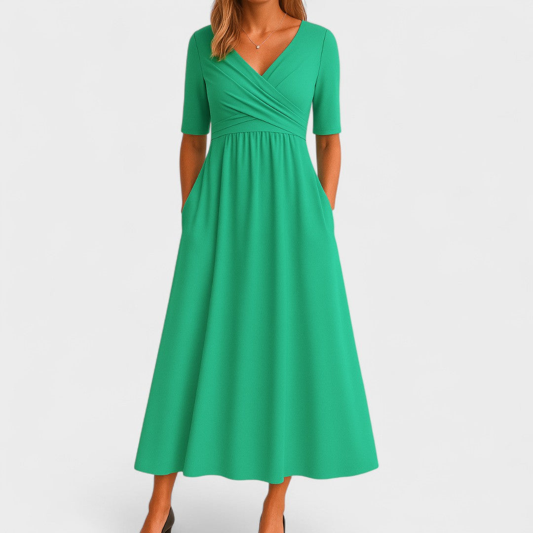 The Ida – Women's V-Neck Midi Dress | Huna