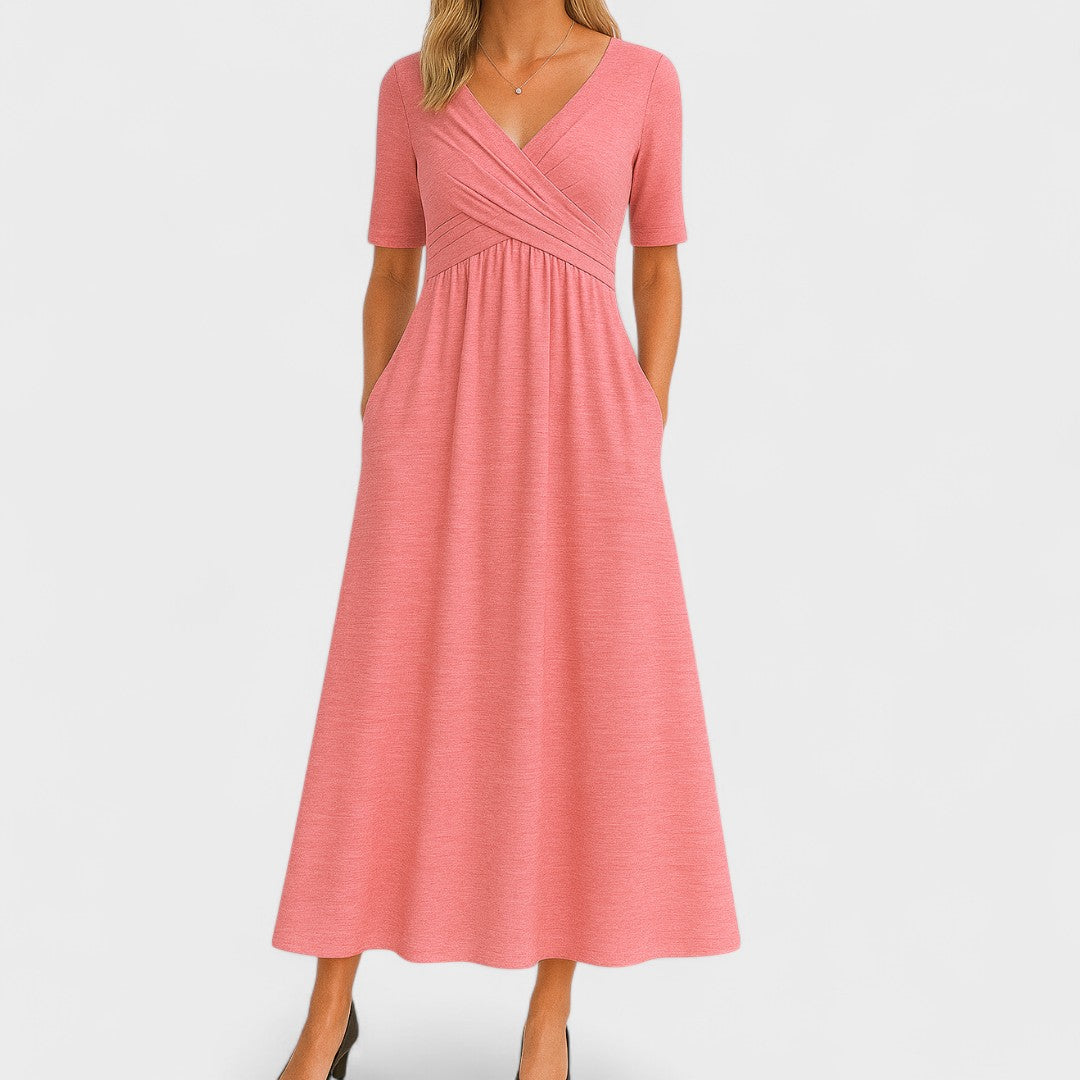The Ida – Women's V-Neck Midi Dress | Huna