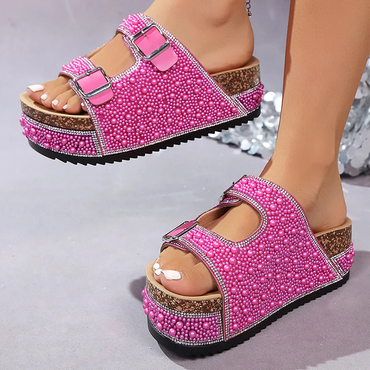 Women's Pearl Embellished Sandals – Statement | The Isabelle | Huna