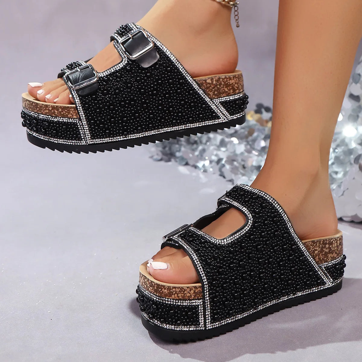 Women's Pearl Embellished Sandals – Statement | The Isabelle | Huna