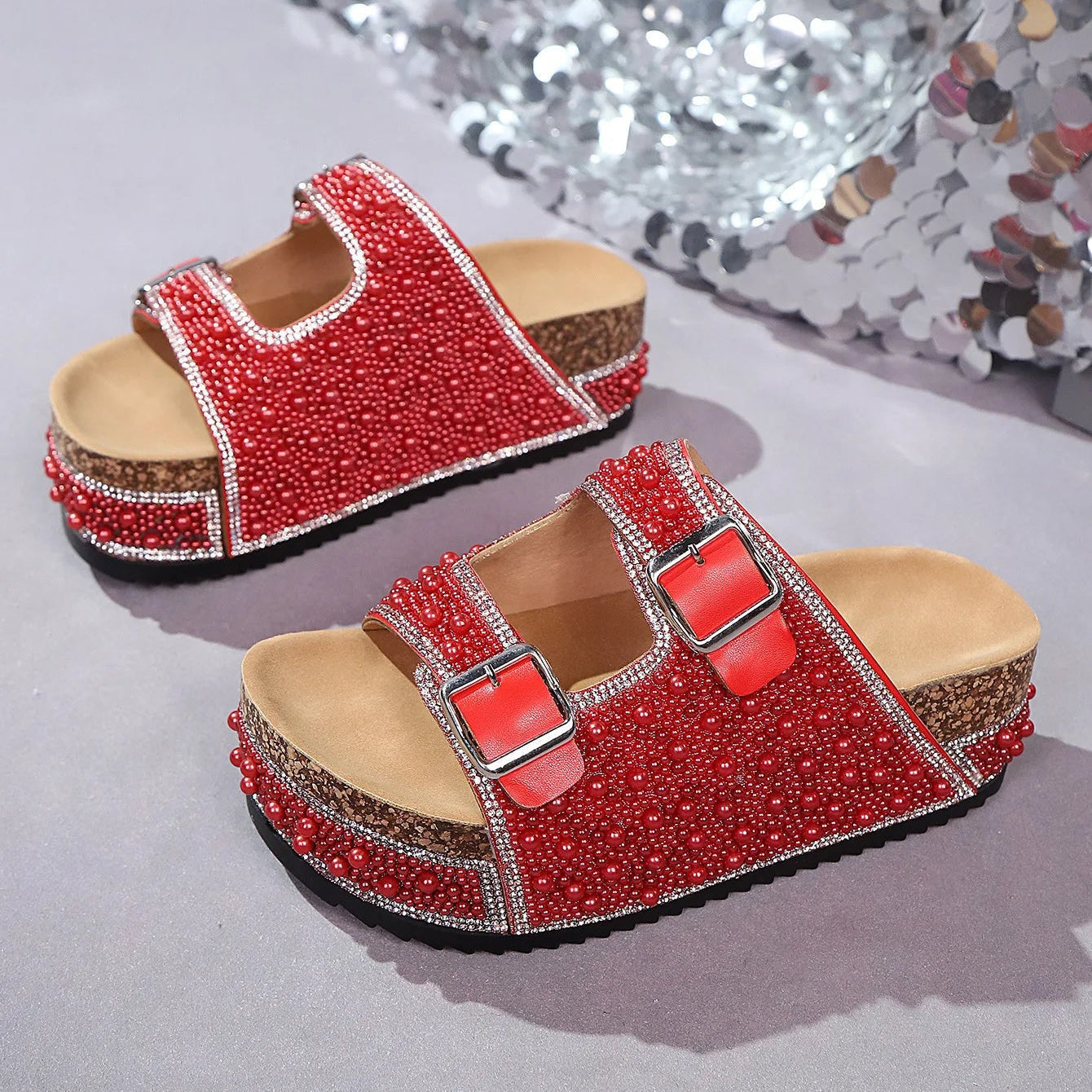 Women's Pearl Embellished Sandals – Statement | The Isabelle | Huna