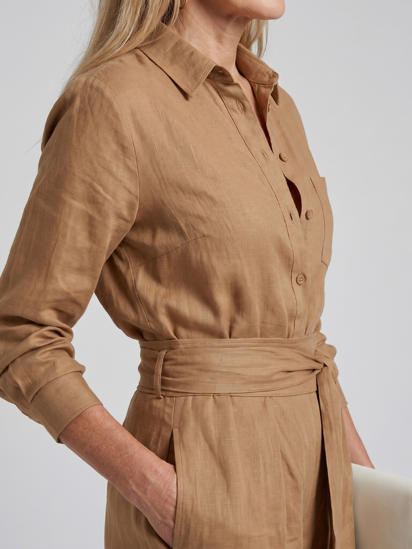 Women's Wide Leg Jumpsuit – Long Sleeve Button Front | The Jovie | Huna