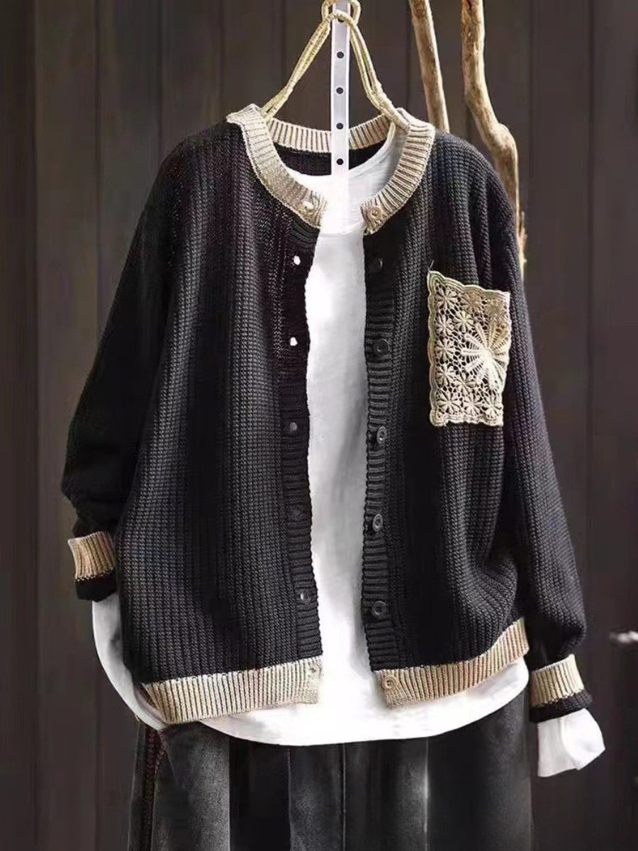 Women's Knit Cardigan UK – Brown Olive Textured | The Rosalie | Huna